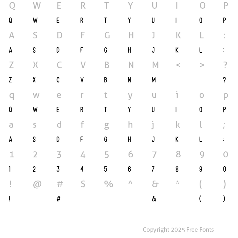 Character Map of Zawtturee Regular