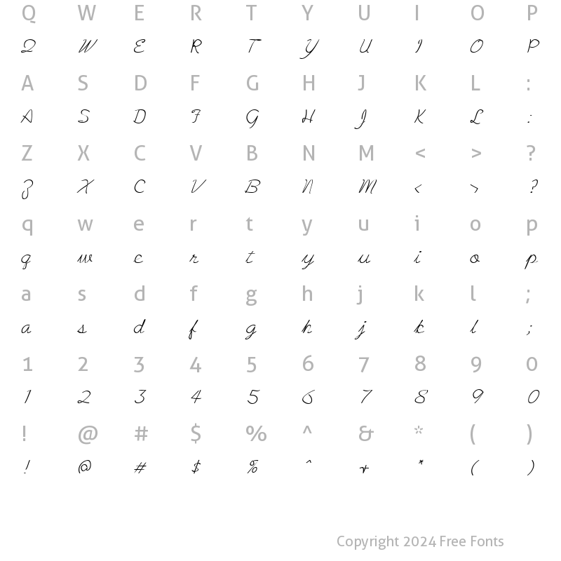 Character Map of Zcript Plain