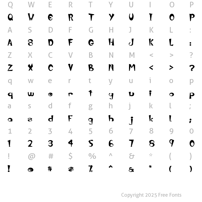 Character Map of Zebbadee Regular