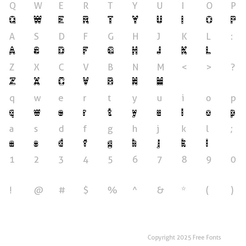 Character Map of Zebra Parade Regular