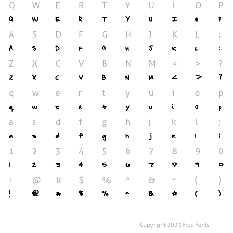 Character Map of ZebraFlames Bold Regular