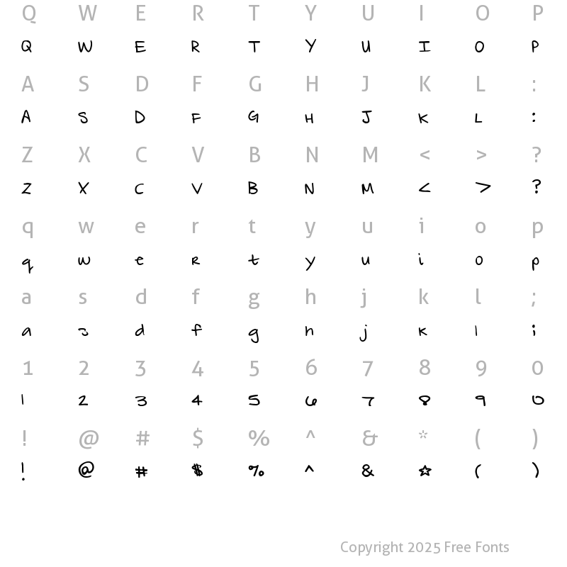 Character Map of ZebraFlames Normal Regular