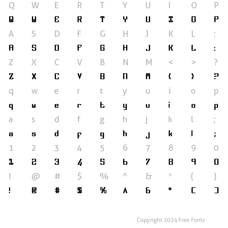 Character Map of Zee Lance Bold Bold