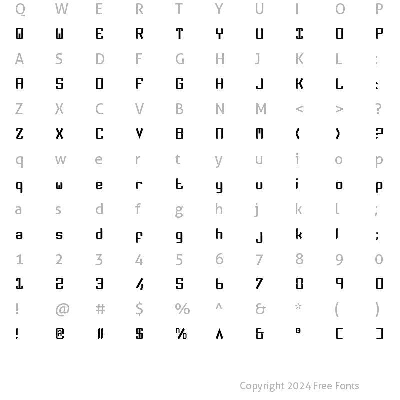 Character Map of Zee Lance Regular