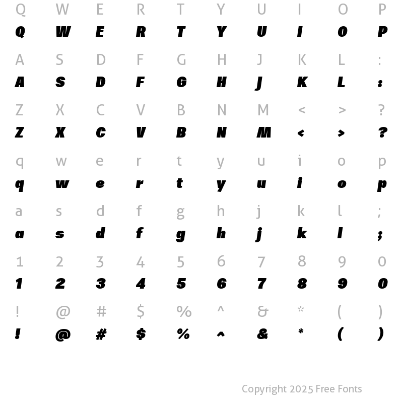 Character Map of ZegaGrot-BlackItalic ?