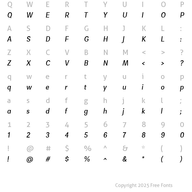 Character Map of ZegaGrot-MediumItalic ?