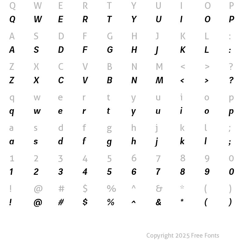 Character Map of ZegaGrot-SemiboldItalic ?