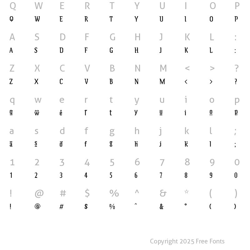 Character Map of Zeitgeist MT Std Crazy Paving