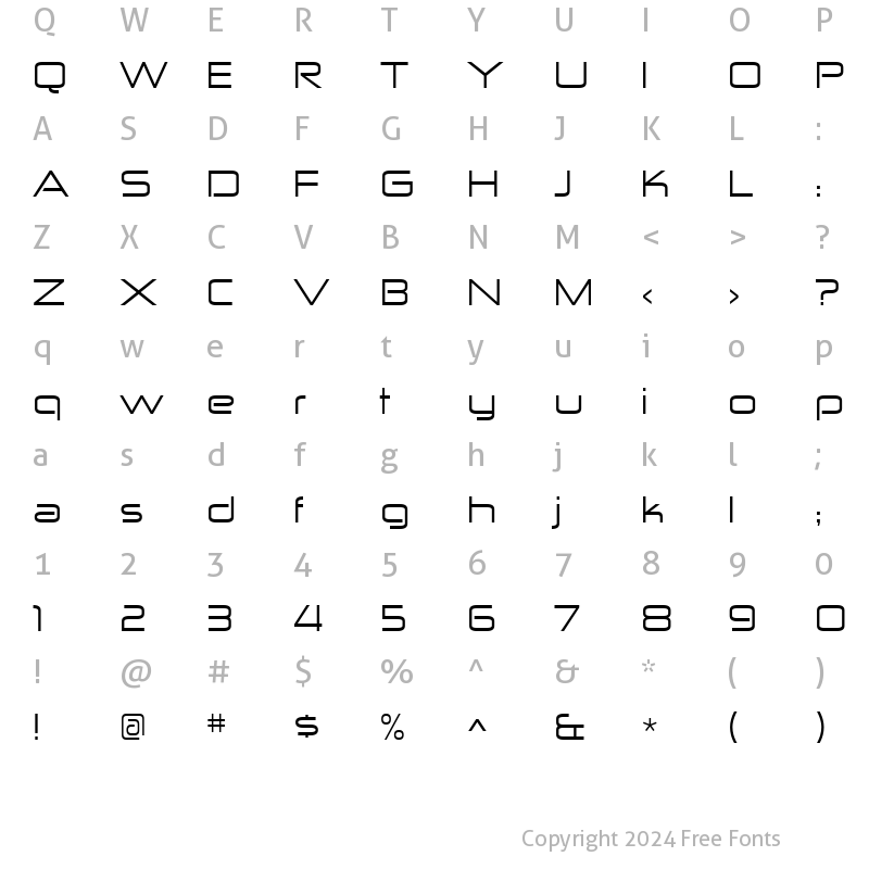 Character Map of Zekton Extended