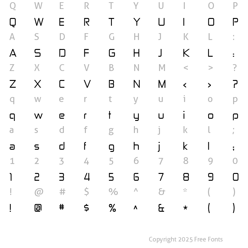Character Map of Zekton Regular