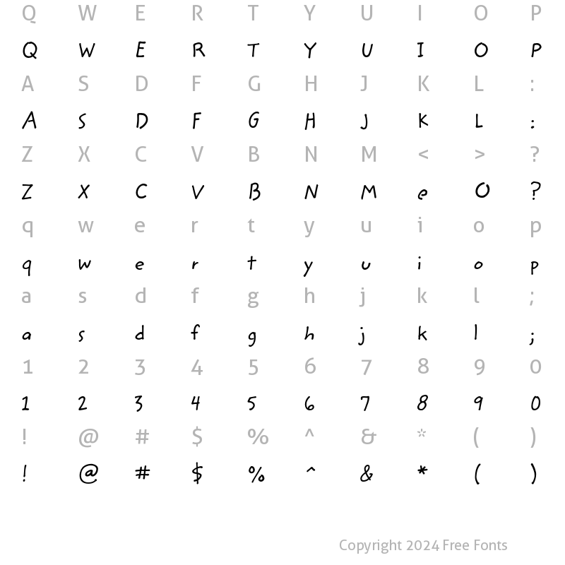 Character Map of Zemke Hand ITC Regular