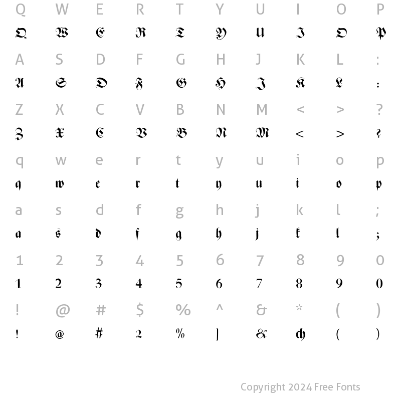 Character Map of ZenFrax Regular