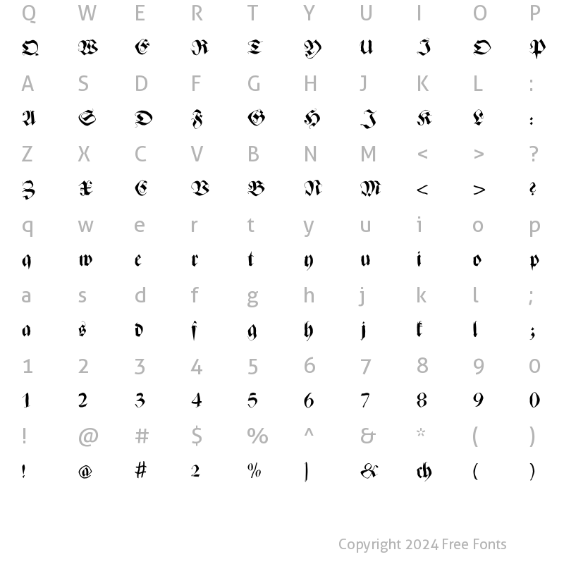 Character Map of ZenFraxFreestyle Regular