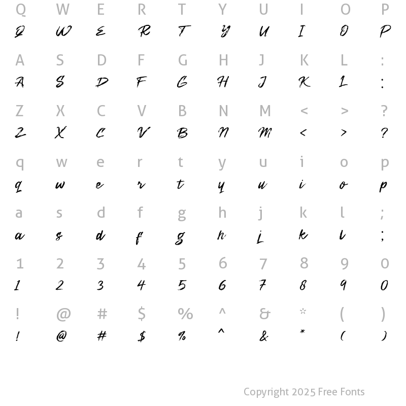 Character Map of Zenghief Regular