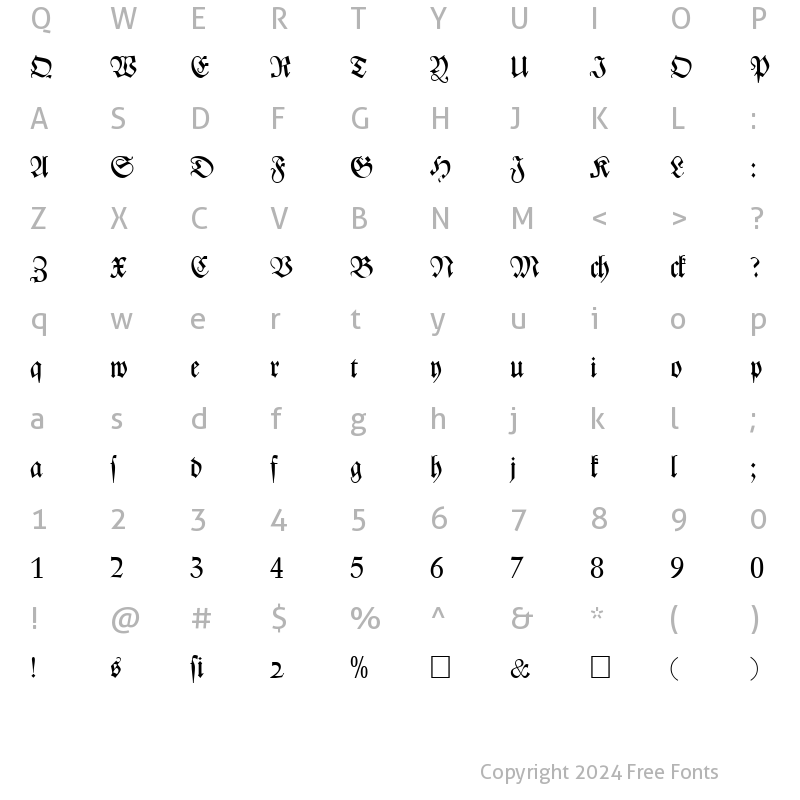 Character Map of ZenithFraktur Regular