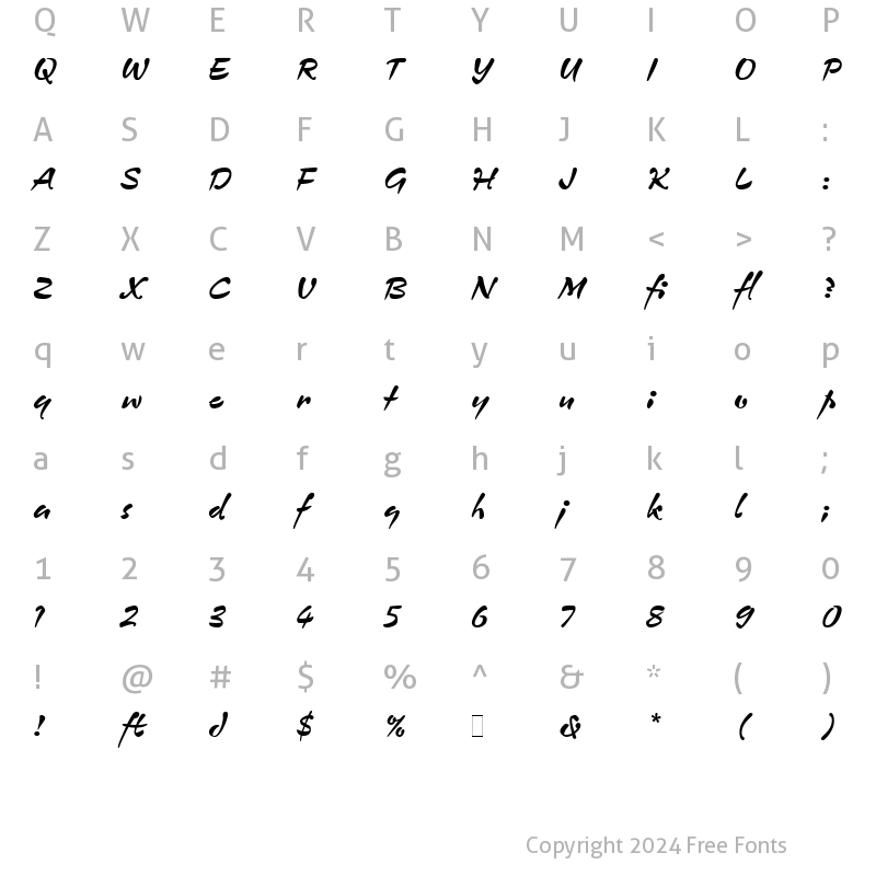 Character Map of Zennor LET Regular