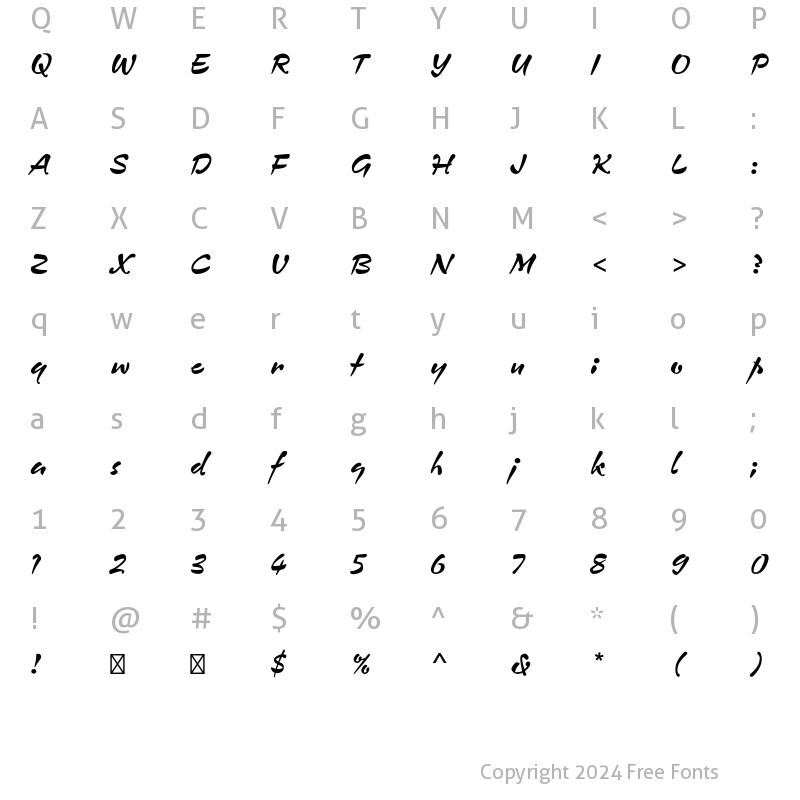 Character Map of Zennor Std Regular