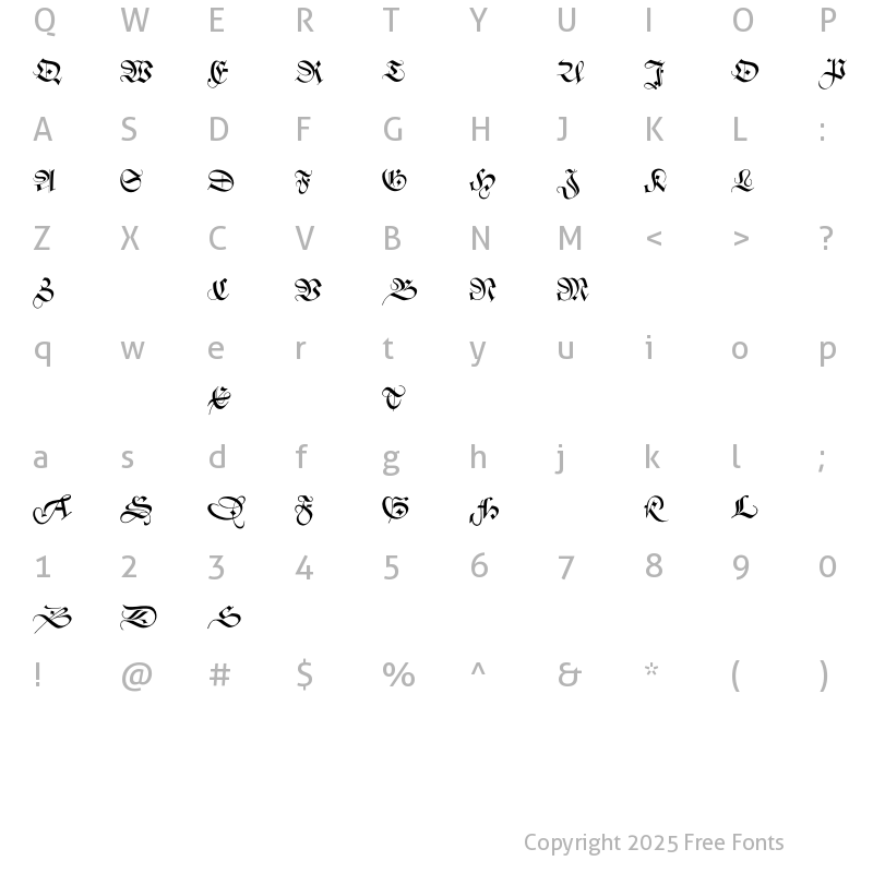 Character Map of ZentenarZier Regular