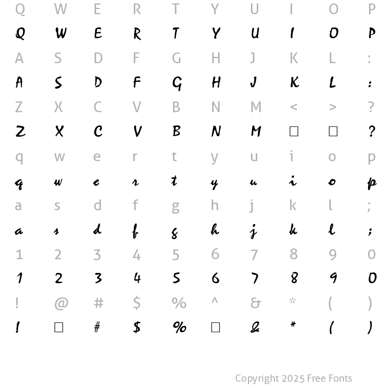 Character Map of Zephyr Bold