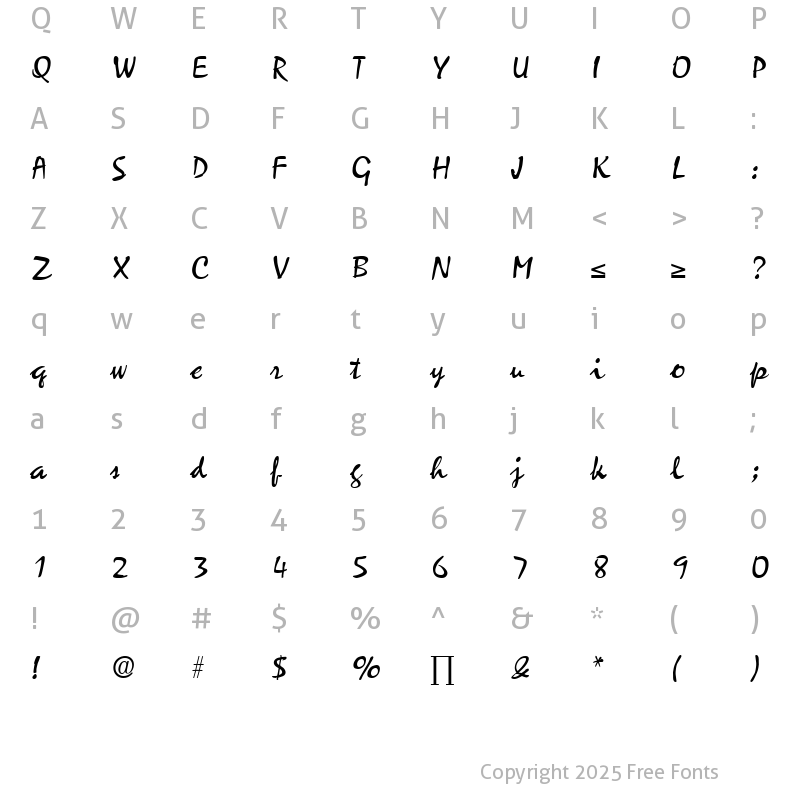 Character Map of Zephyr Medium
