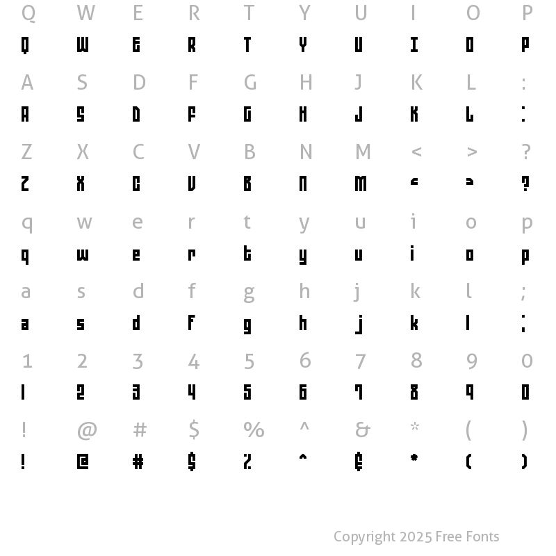 Character Map of Zephyrean BRK Normal