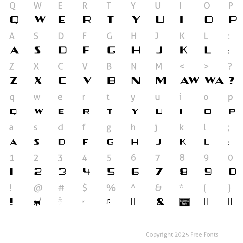 Character Map of ZephyrPioneer Regular