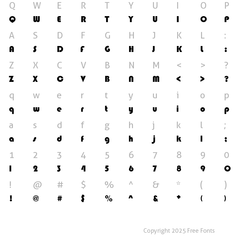 Character Map of Zeppo Heavy Regular