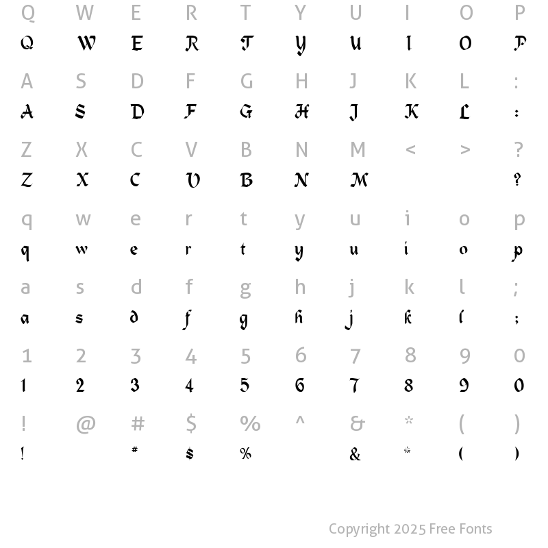 Character Map of ZeppScript Regular