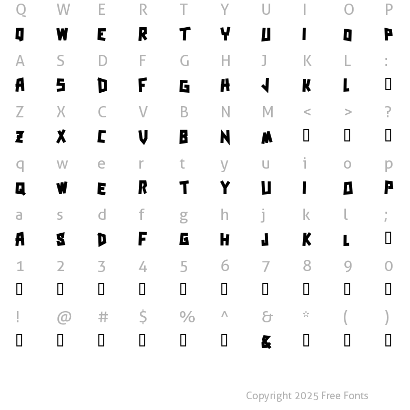 Character Map of Zerengetti Black