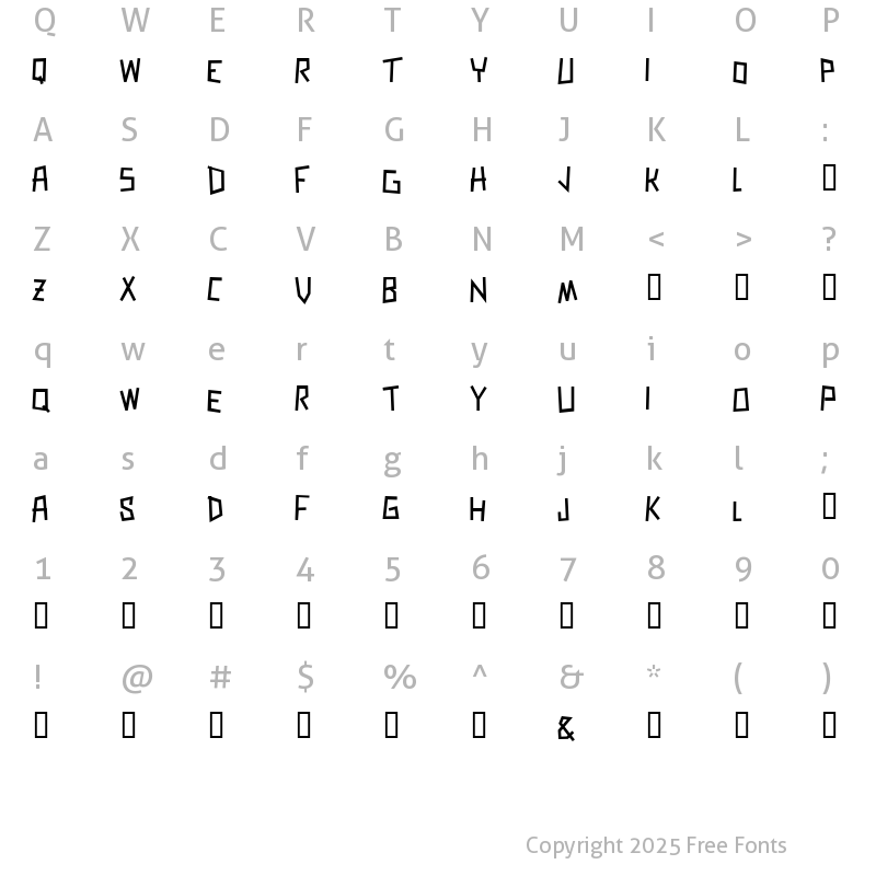 Character Map of Zerengetti Bold