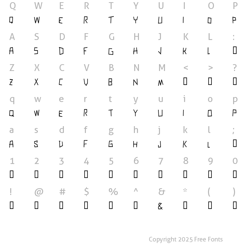 Character Map of Zerengetti Medium