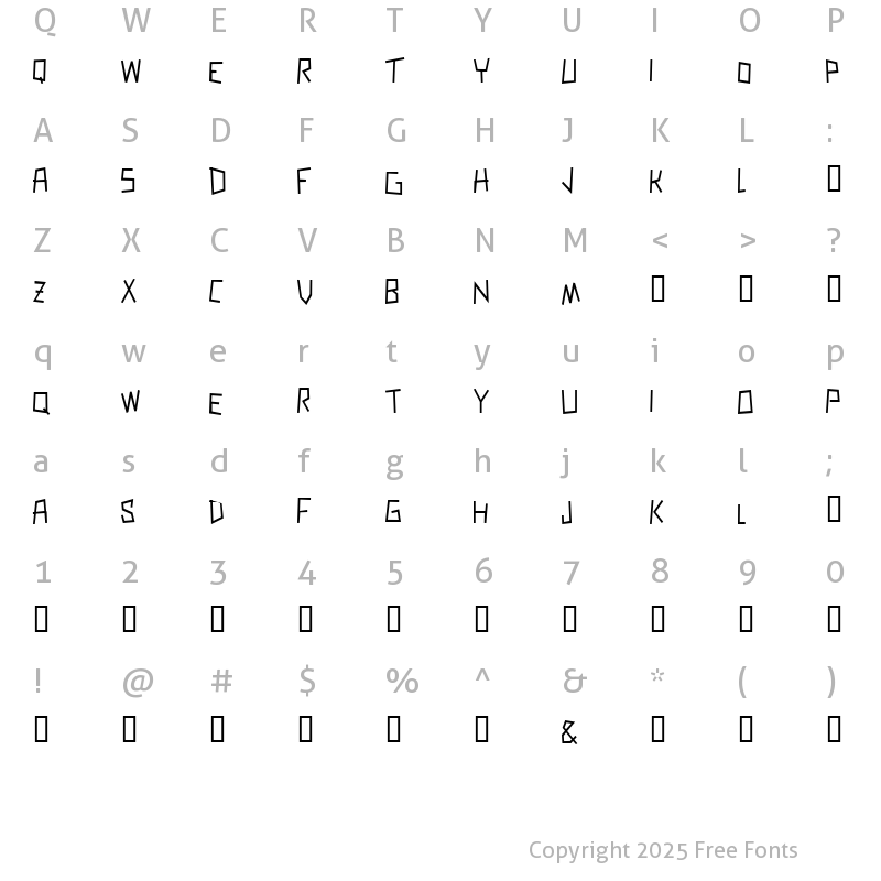 Character Map of Zerengetti Regular
