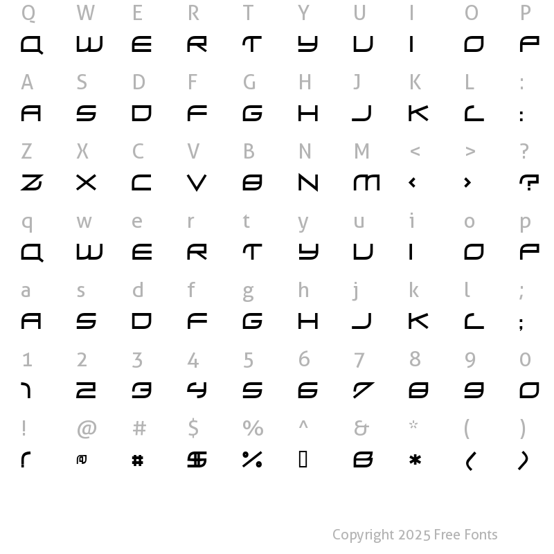 Character Map of ZeroHour Regular