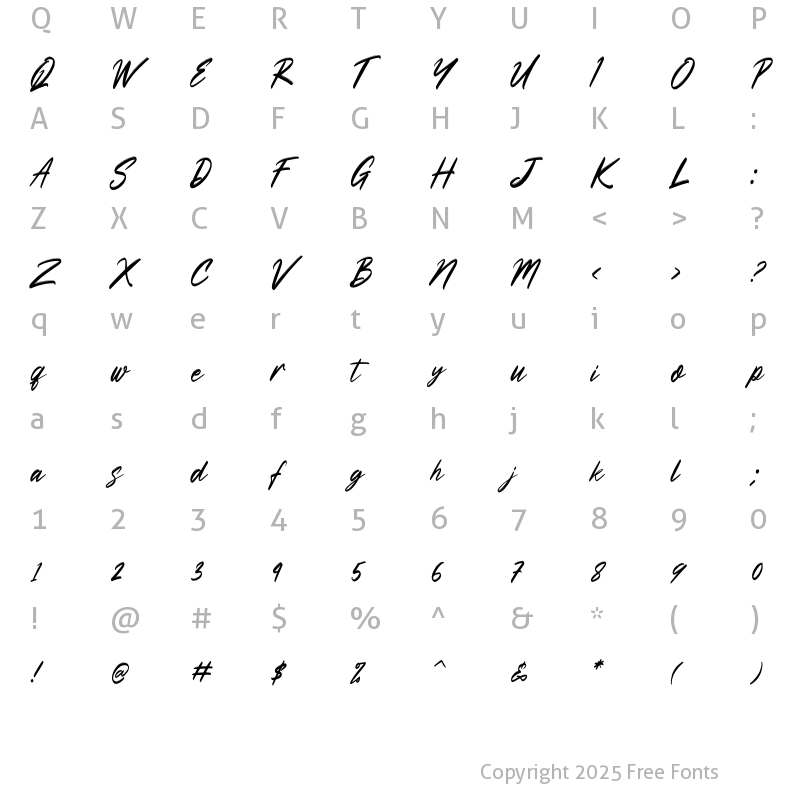 Character Map of Zettosaid Regular