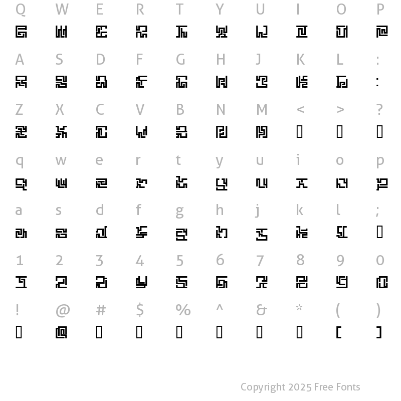 Character Map of ZETUEIALP Regular