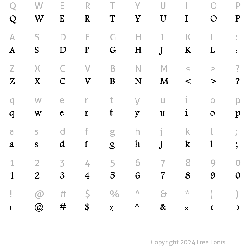 Character Map of Zeytoon Bold