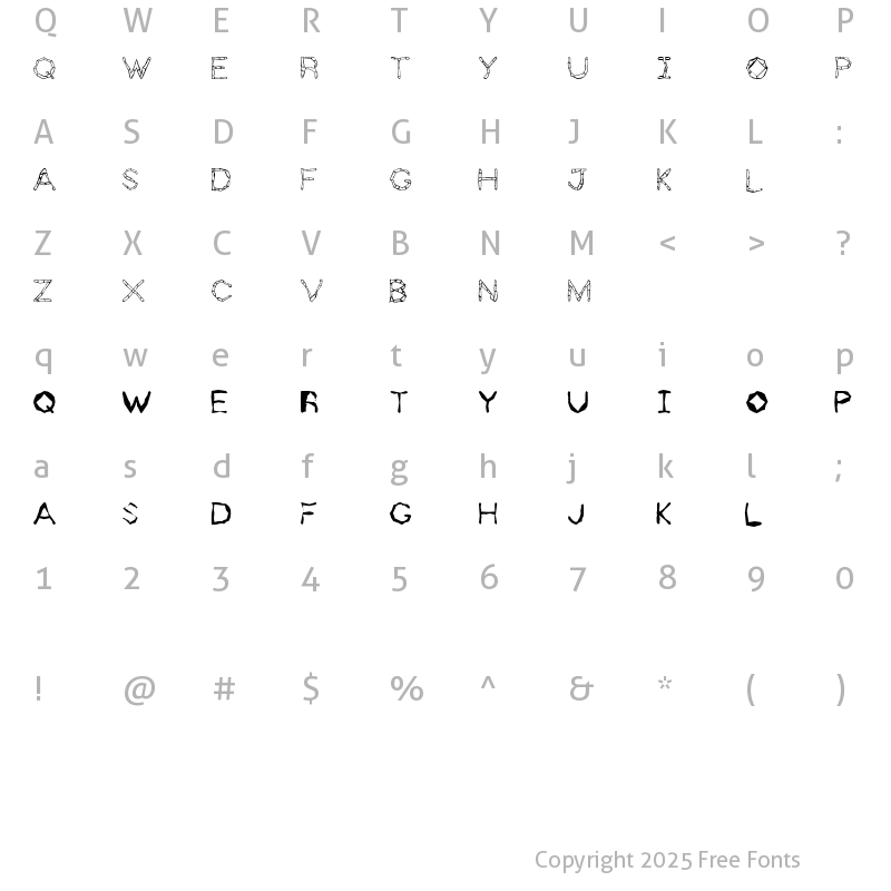 Character Map of Zholly Display Regular