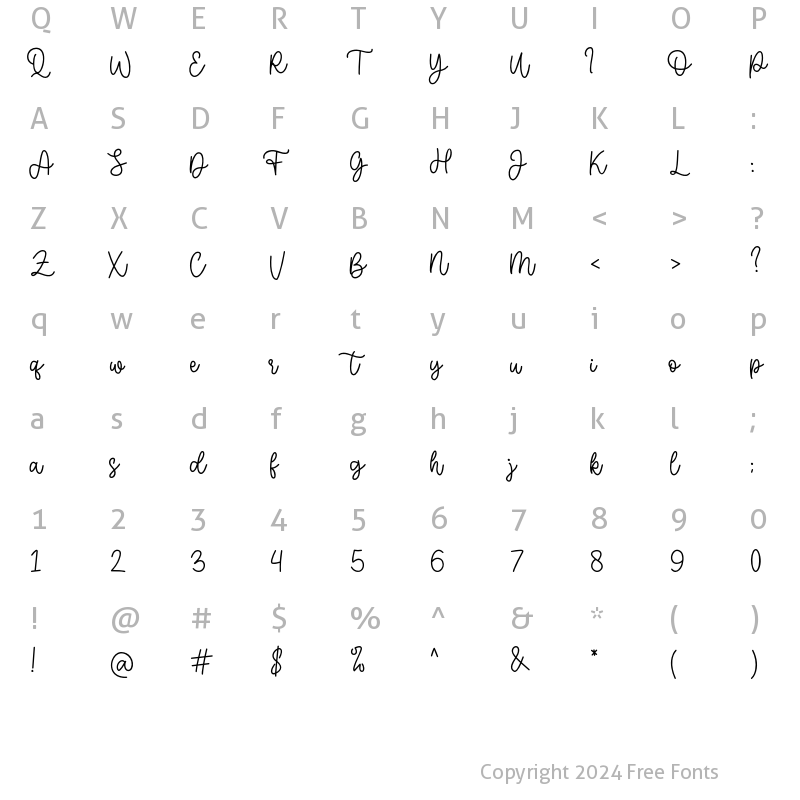 Character Map of Zhopia Regular