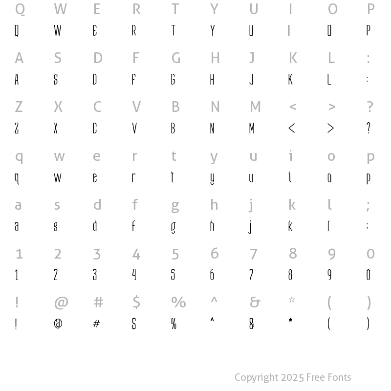 Character Map of Zibryain Regular