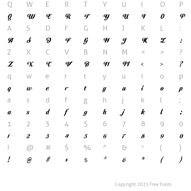 Character Map of Zicatela Regular