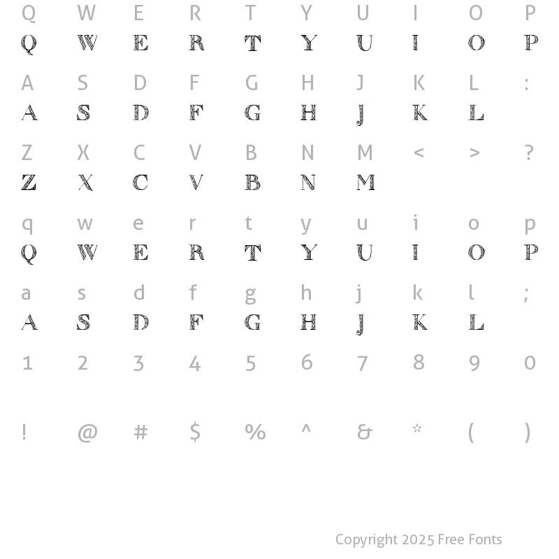 Character Map of Zierinitialen 1 Regular