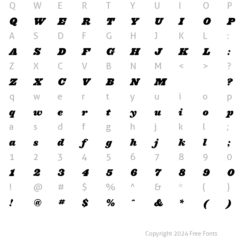 Character Map of Ziggurat HTF-Black- Italic