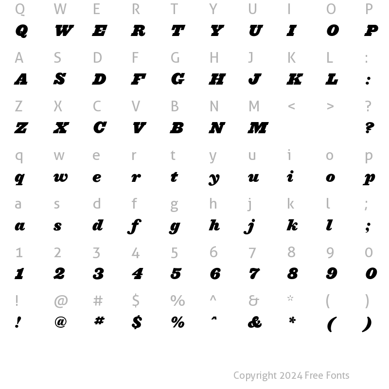 Character Map of Ziggurat Medium Italic