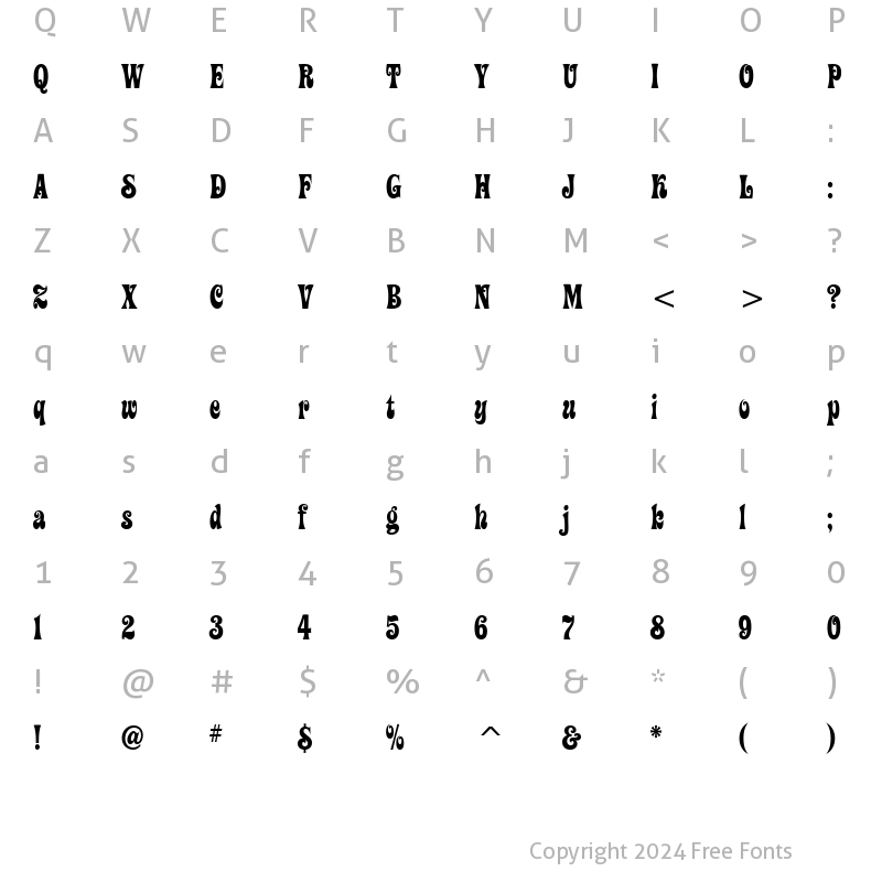 Character Map of Ziggy ITC Bold