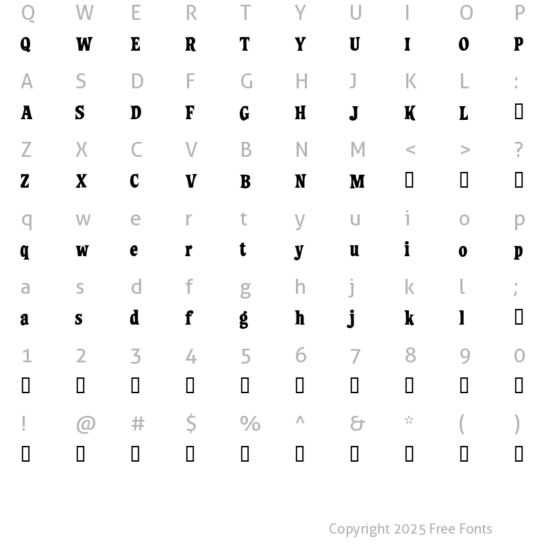Character Map of ZiggyStandard Regular