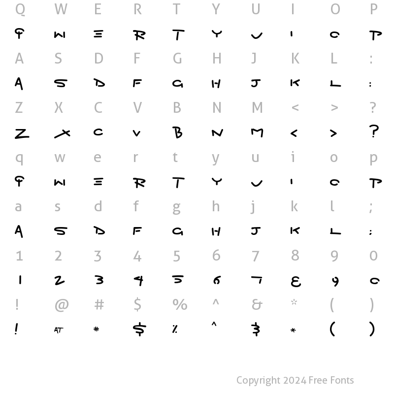 Character Map of Zigzap Regular