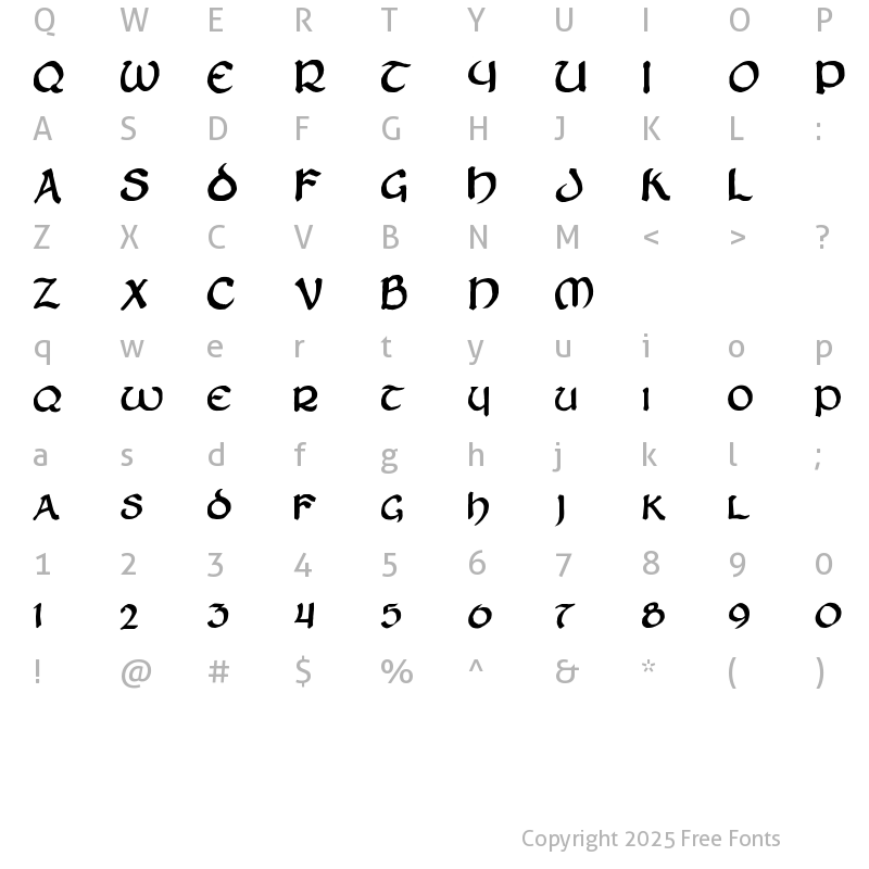 Character Map of Zilluncial Regular