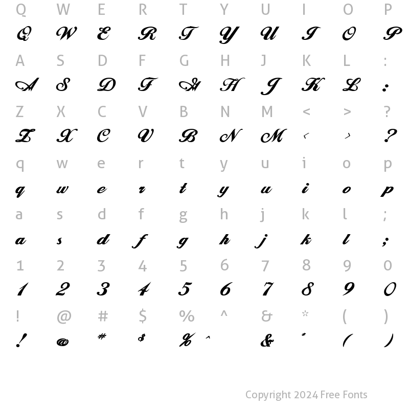 Character Map of Zimmerman Bold