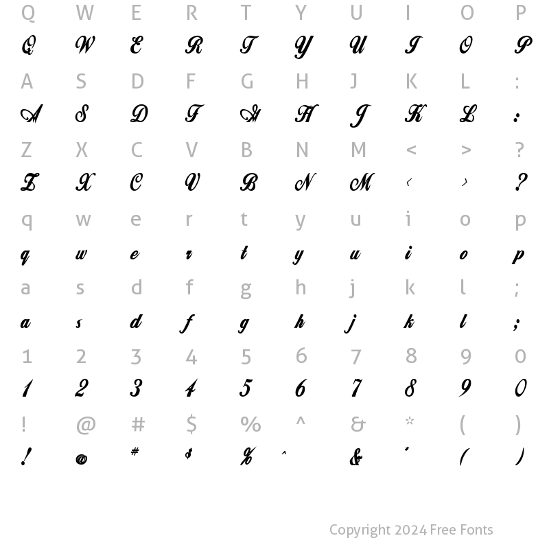 Character Map of ZimmermanCondensed Bold