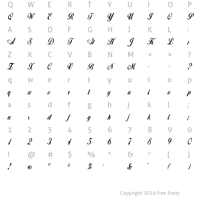 Character Map of ZimmermanCondensed Regular